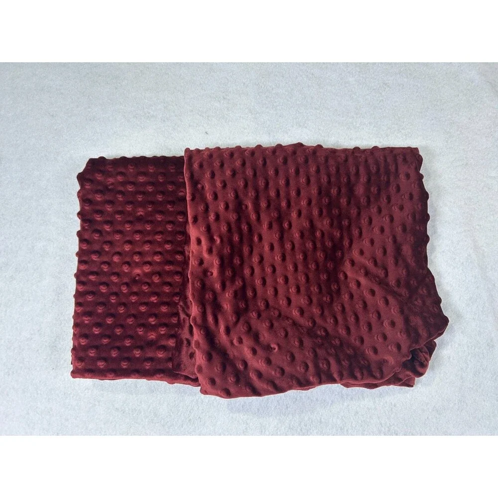 Set of 2 Burgundy Minky Dot Pillow Cover Soft Plush Velvety Zipper Pillowcase